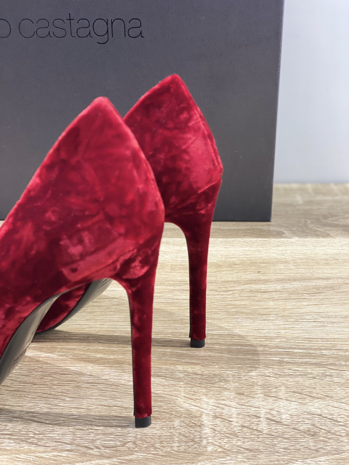 Aldo castagna décolleté hope in velluto rosso luxury shoes 36