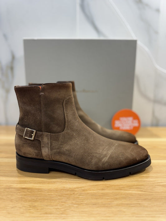 Santoni Chelsea Boot Suede Cuoio Luxury Santoni Boot Uomo 41.5