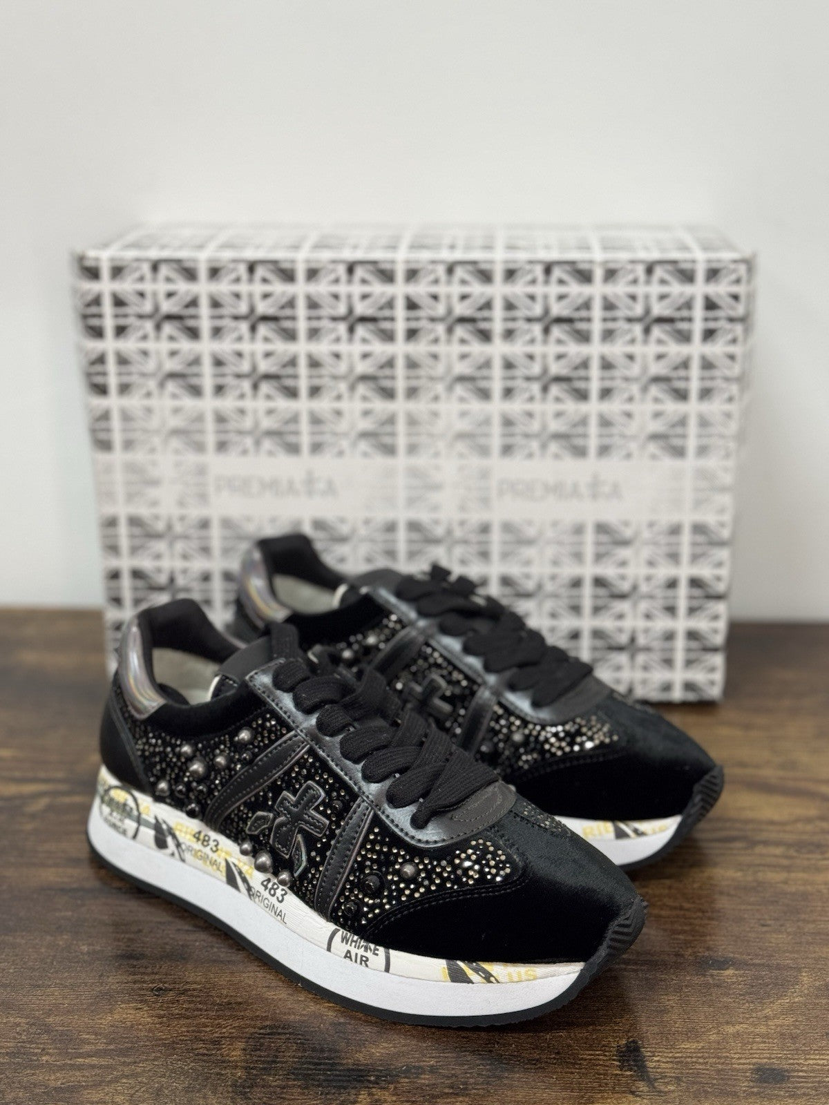 Premiata Sneaker Conny Nero Borchie   Casual Premiata Scarpa Donna 36