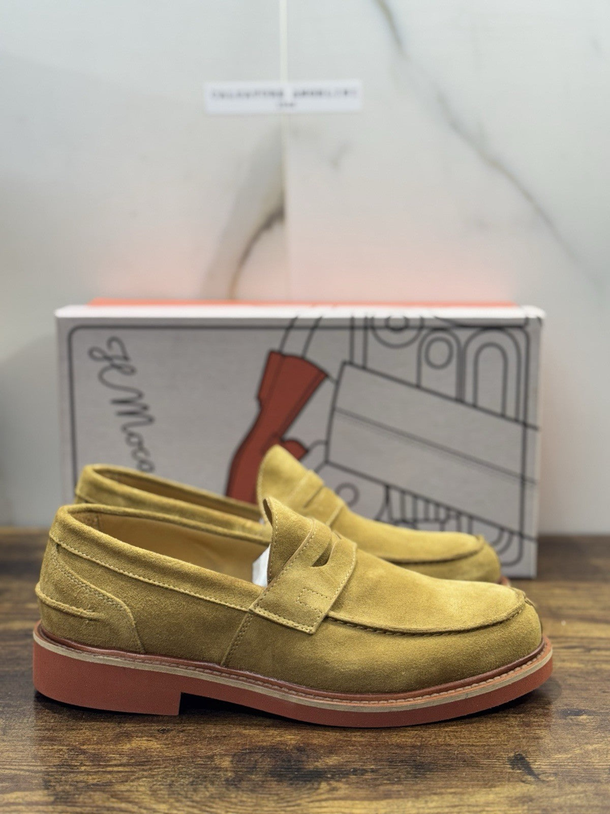 Il Mocassino Modello Weston Pelle Suede Sabbia  Fatto In Italia Uomo 41.5