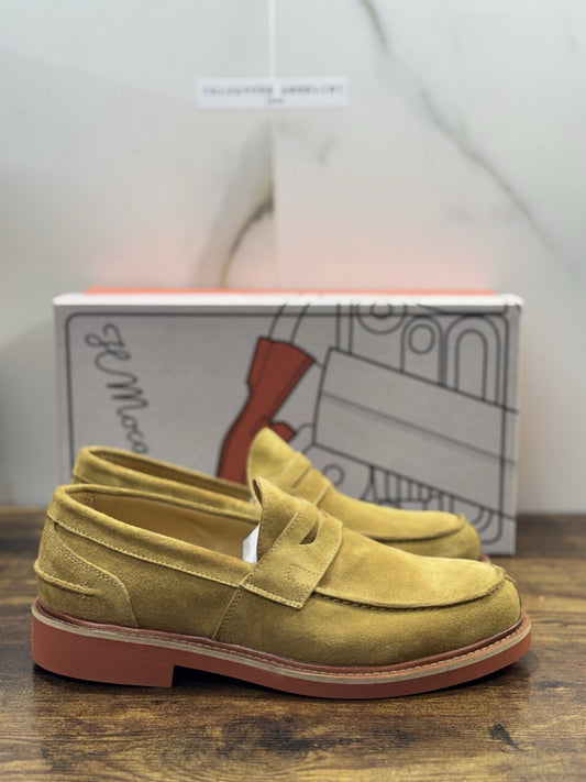 Il Mocassino Modello Weston Pelle Suede Sabbia  Fatto In Italia Uomo 41.5