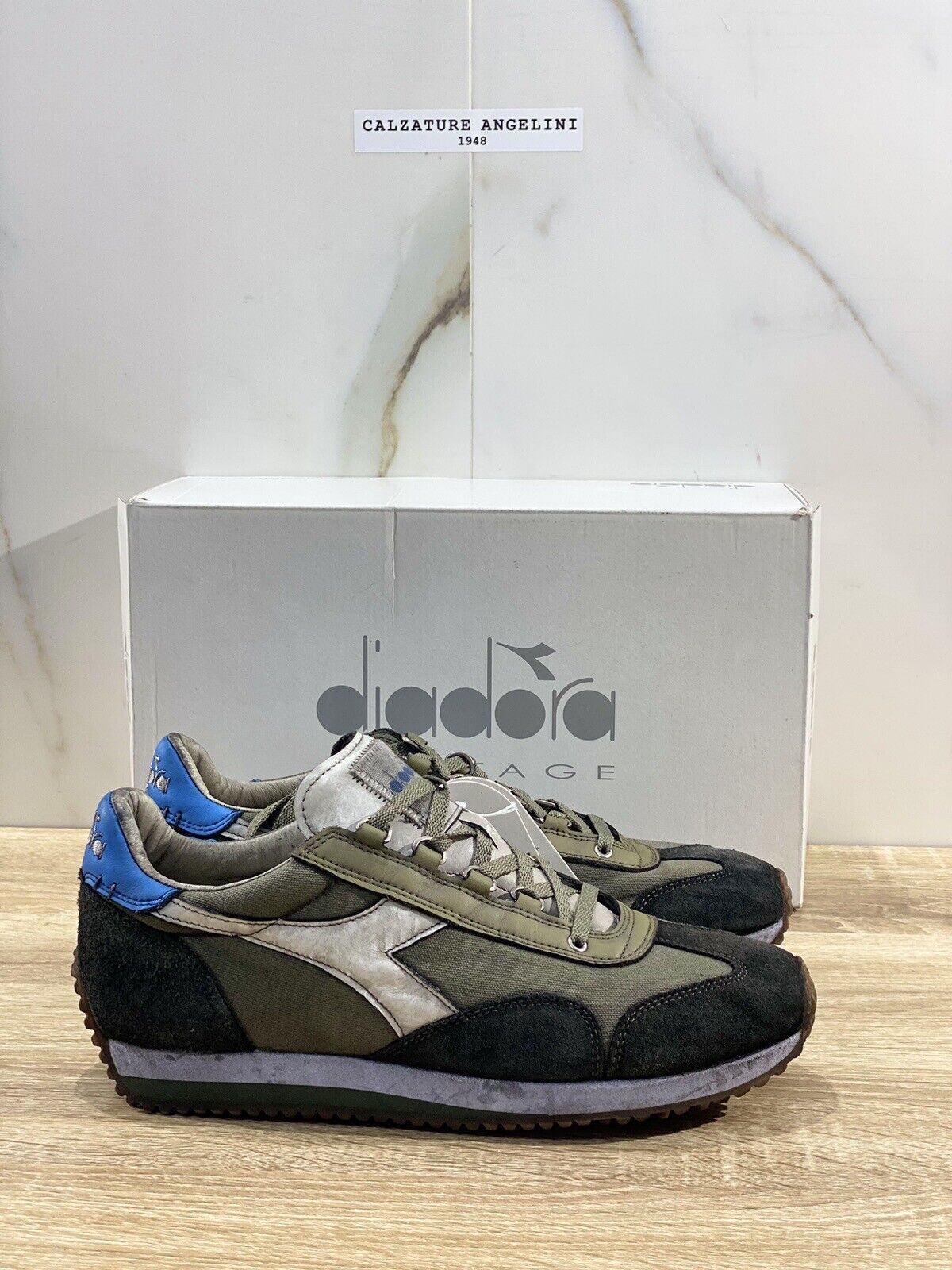 Diadora Heritage Equipe H Dirty Stone Wash Evo Sneaker Uomo Made In Italy Blu 41