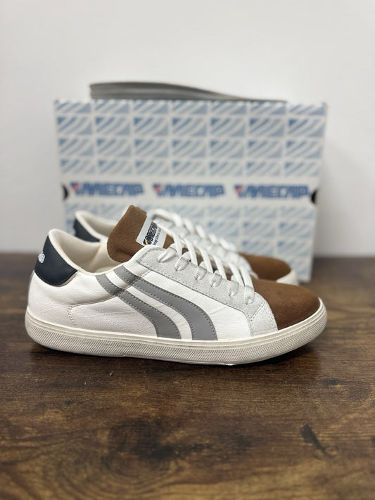 Mecap Sneaker Pelle Suede Bianco Pelle Casual 100% Made In Italy Mecap Uomo 42