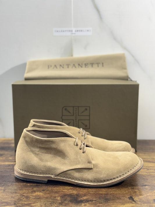 Pantanetti Polacchino Uomo Suede Beige Luxury Handmade Pantanetti Men Shoes 43