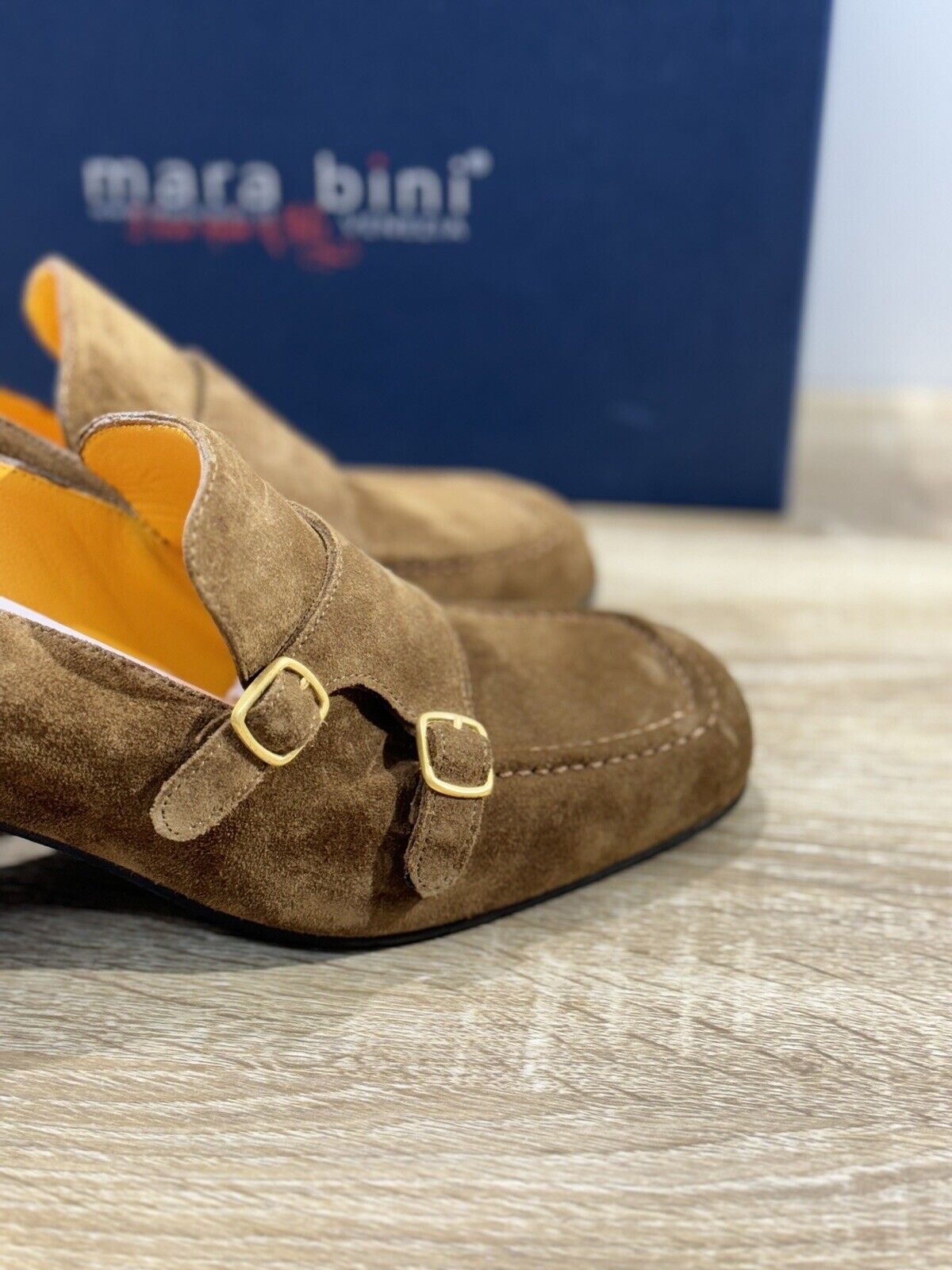 Mara Bini Mocassino  Donna Suede Castoro    Con Tacco   Handmade Sacchetto 41