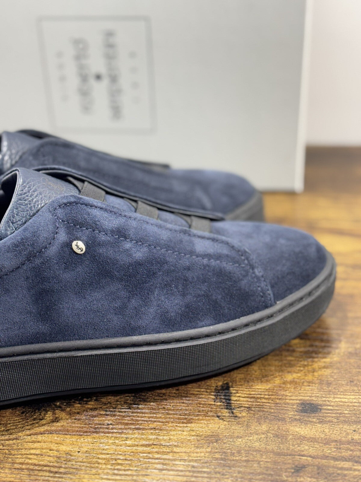 Roberto Serpentini Slip On  Pelle Blu Suede  Luxury Handmade Men Shoes 44