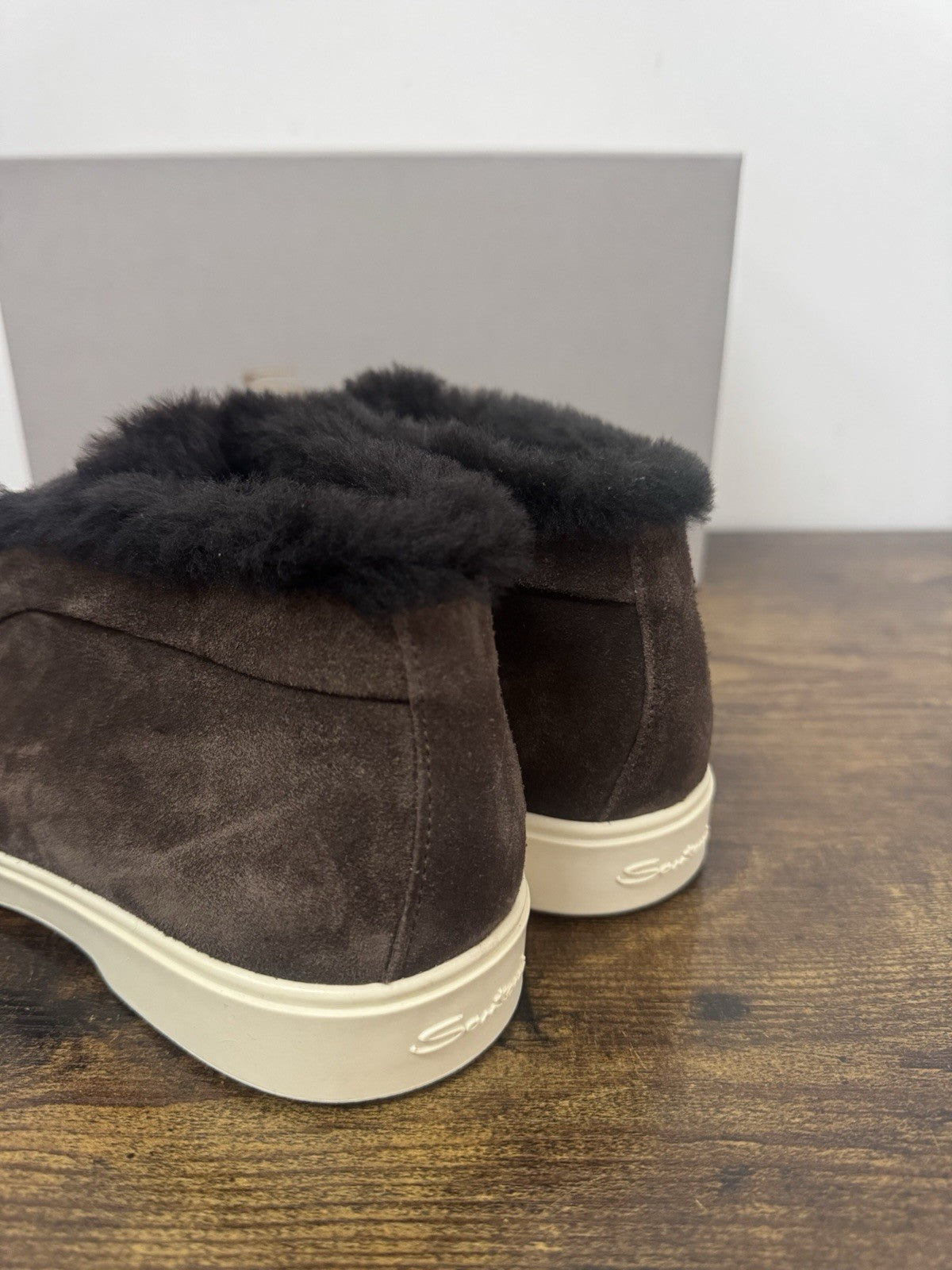 Santoni Open Walk Suede Marrone Pelliccia Casual Boot Donna 38