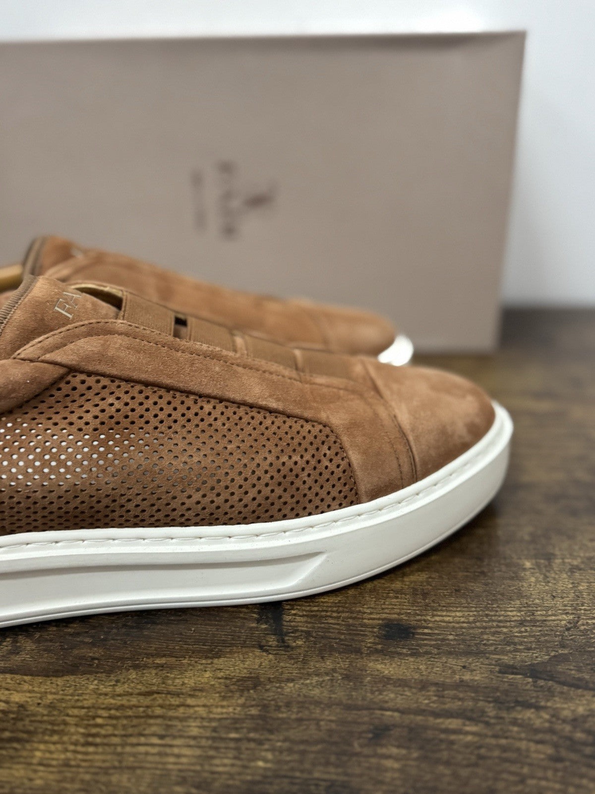Fabi Sneaker Slip On Suede Cuoio Traforata Casual Uomo 43