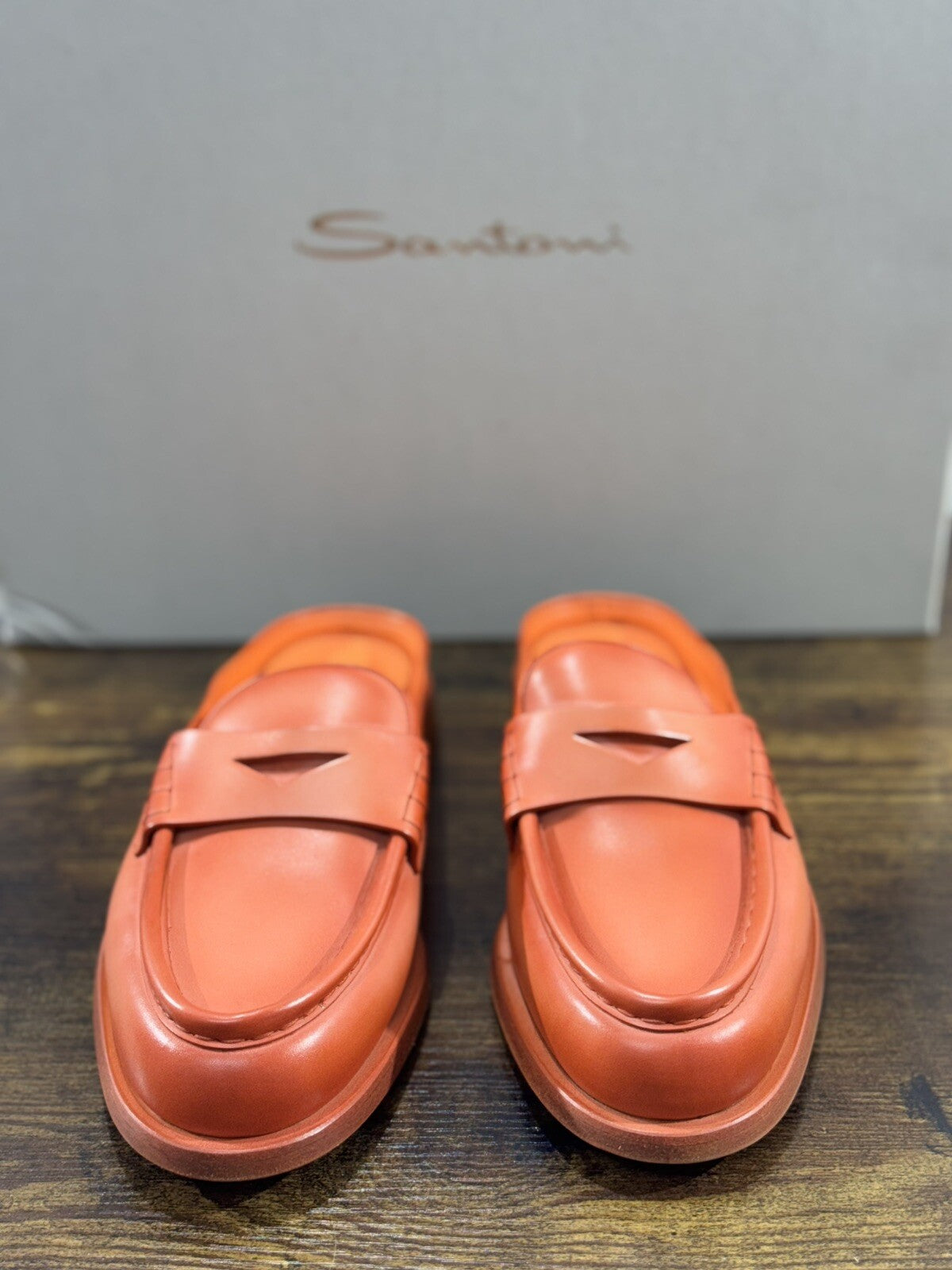 Santoni Sandalo Donna In Pelle Orange   Super Soft Luxury Woman Shoe 39