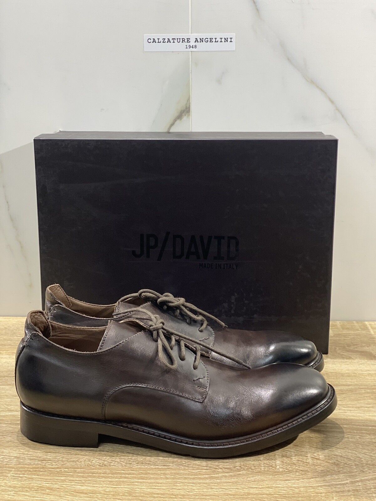 J P David derby uomo moro pelle washwd casual shoes 44