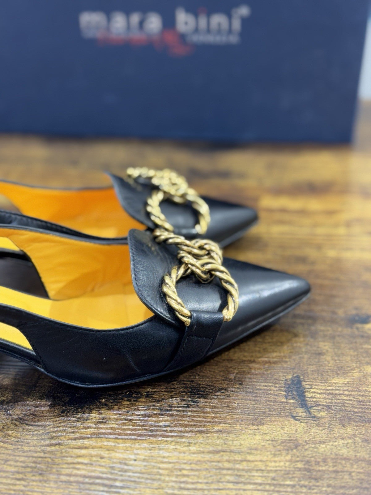 Mara Bini Sling Back Donna Pelle Nero Con tacco 41