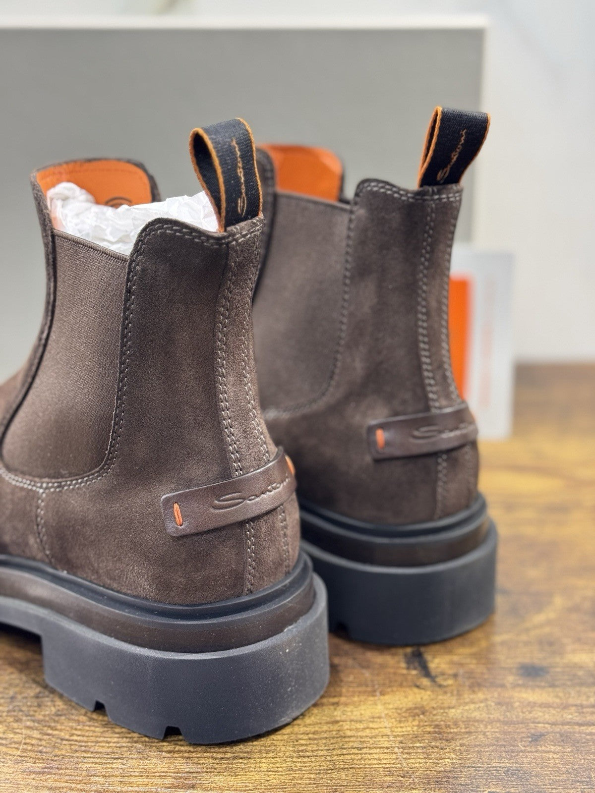 Santoni Chelsea Boot Commando   Suede Marrone  Luxury Santoni Uomo 44