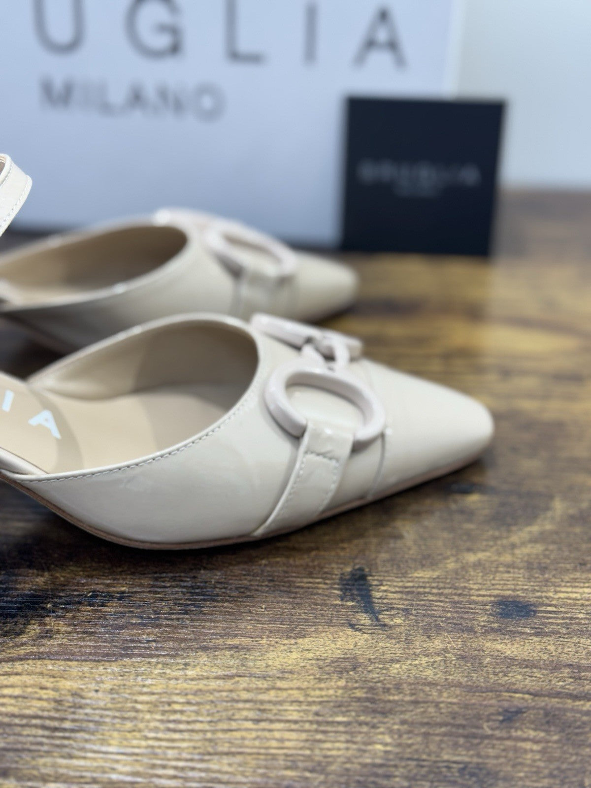 Bruglia Milano Slingback Beige Con Tacco Top Quality Scarpe Donna 40