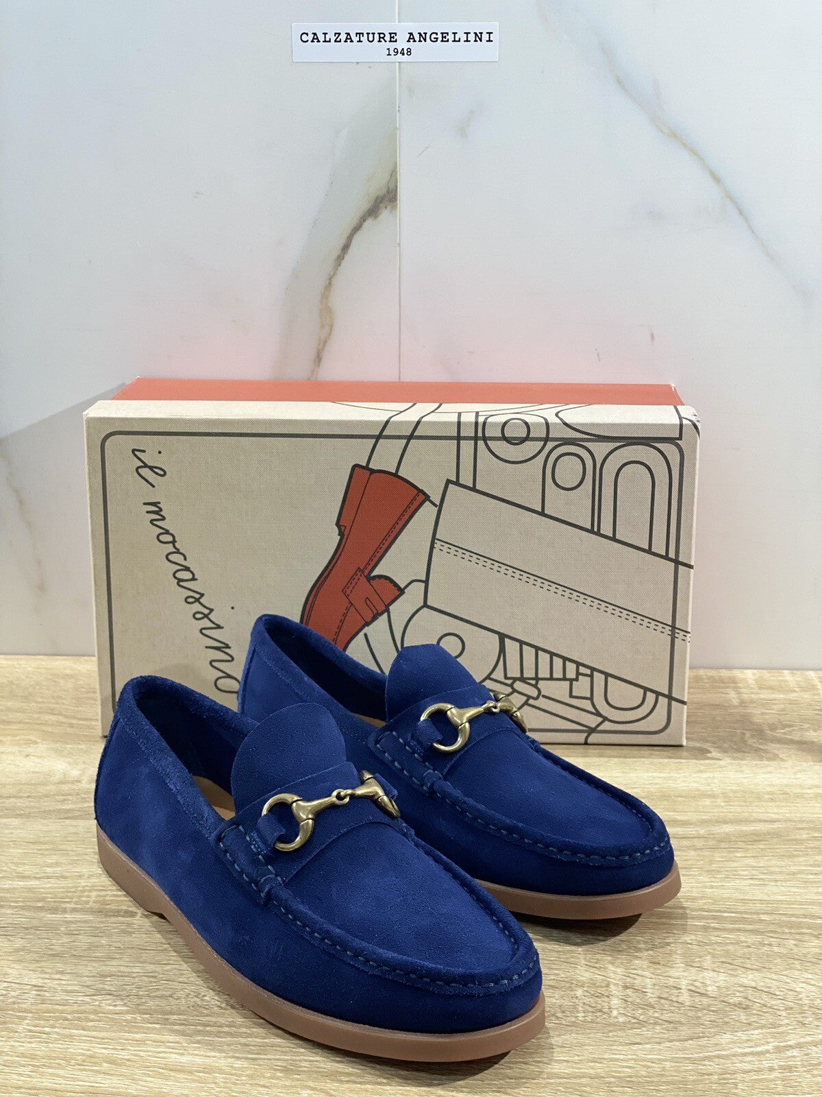 Il Mocassino Uomo In Suede Blu Fondo Gomma Ultra Flexi Made In Italy 41