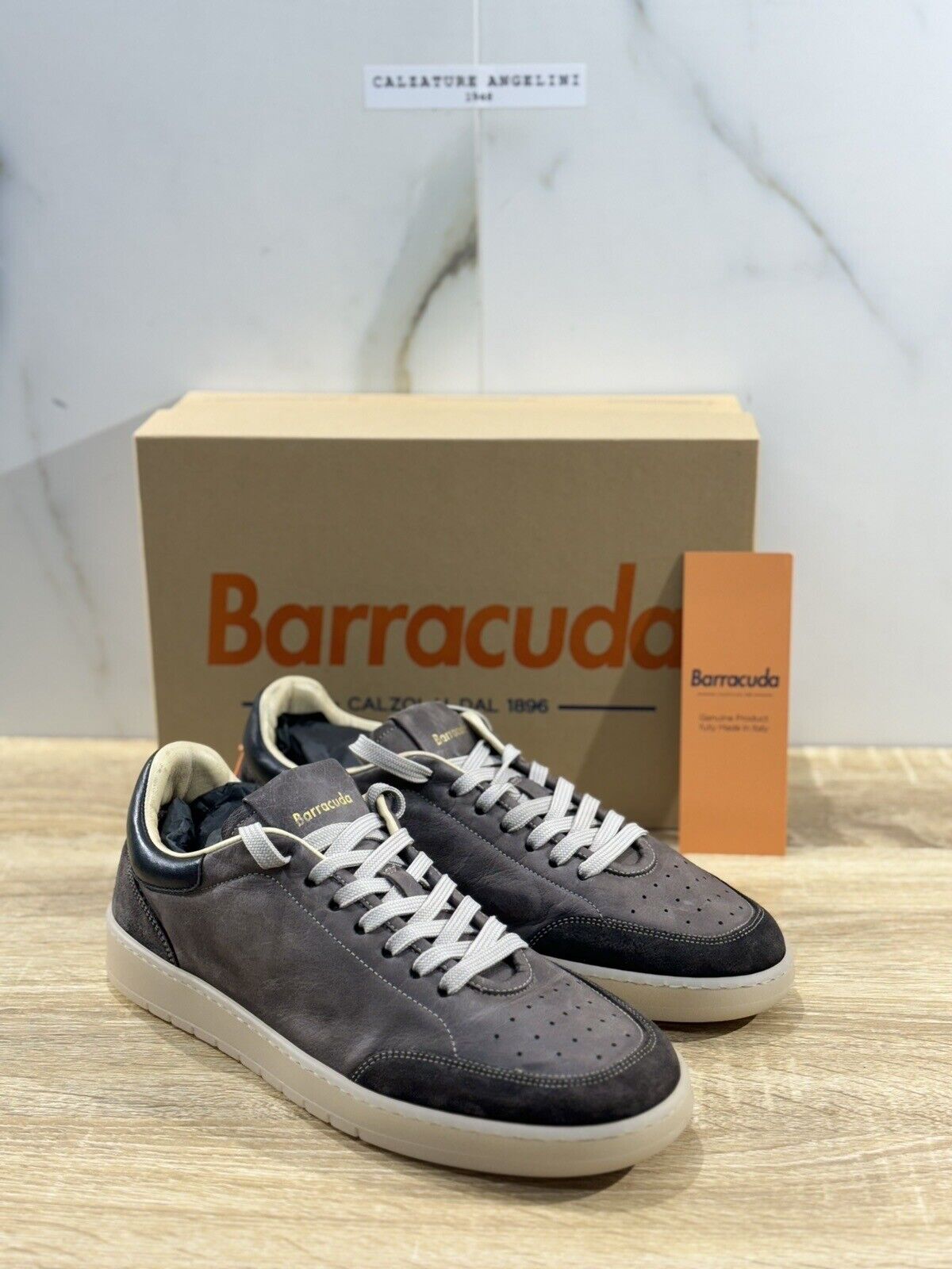 Barracuda Sneaker Uomo Pelle Super Soft Grigio  Fully Made In Italy Denim 45