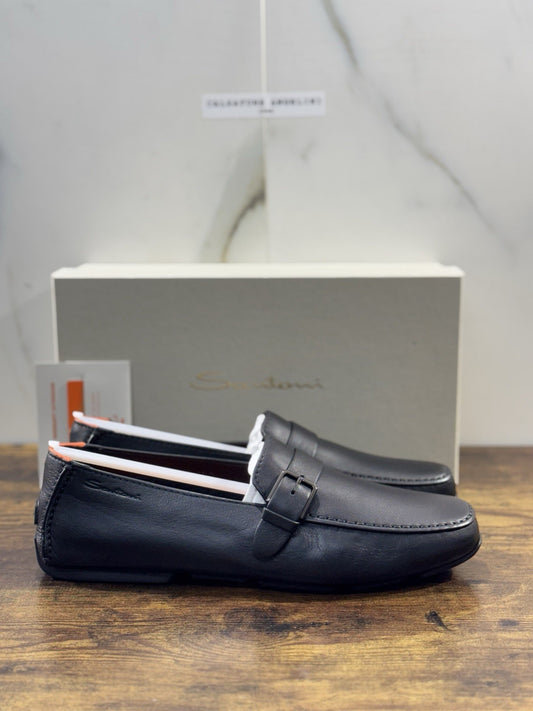 Santoni Mocassino Driver Pelle Nero Luxury Santoni Scarpe Uomo 41.5