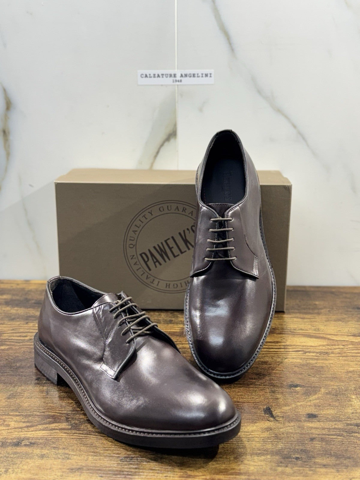 Pawelk’s Derby   Uomo Pelle Testa Moro  Hand  Made  Made  In Italy Derby 44
