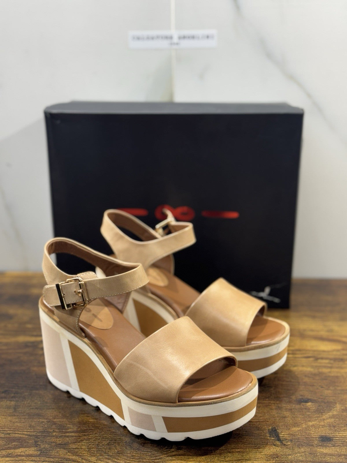 181 Alberto Gozzi Sandalo Zeppa Pelle Beige  Casual Donna 38