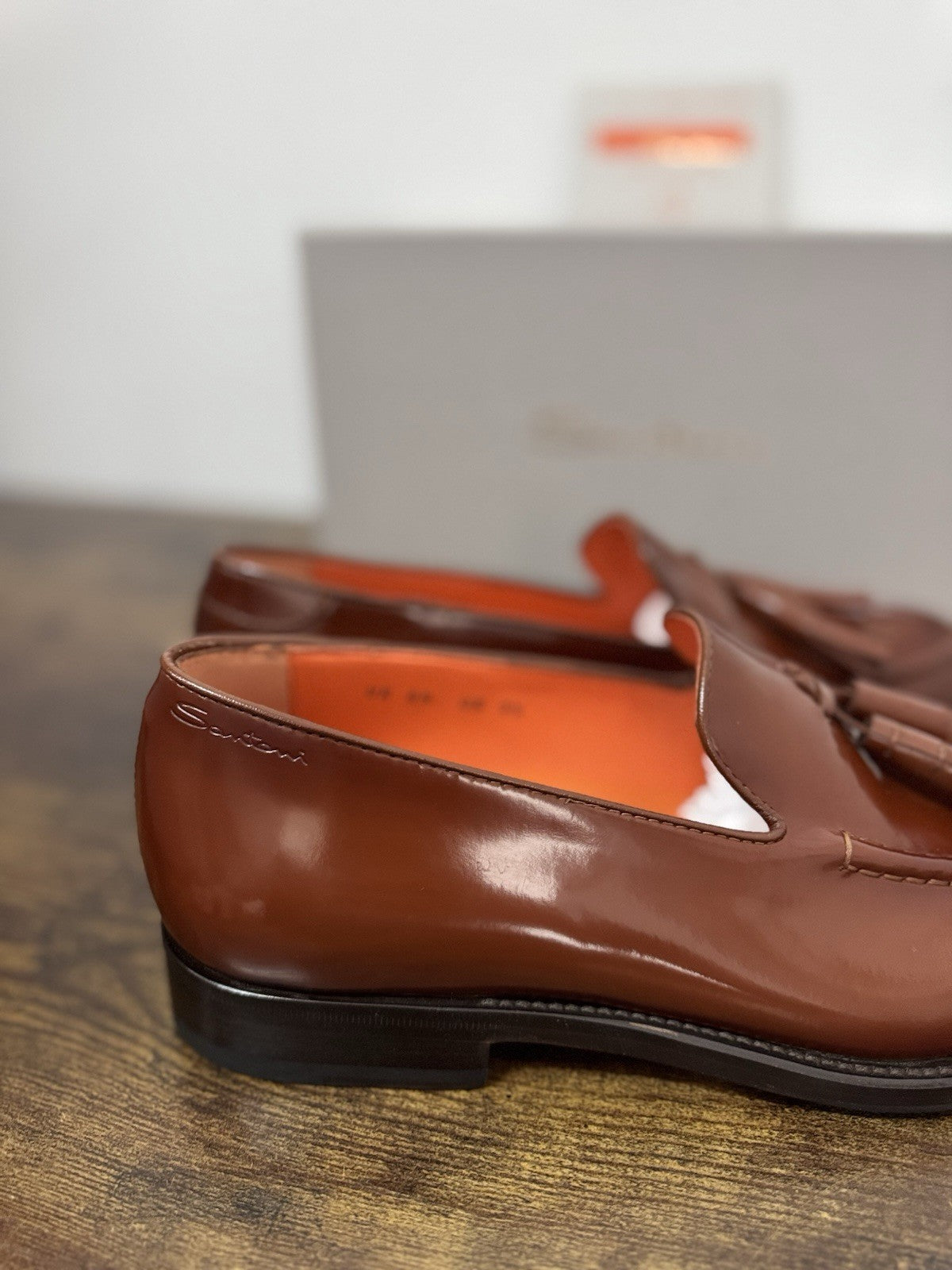 Santoni Mocassino Tassel  Pelle Brown Polish Binder   Luxury Santoni Uomo 42.5