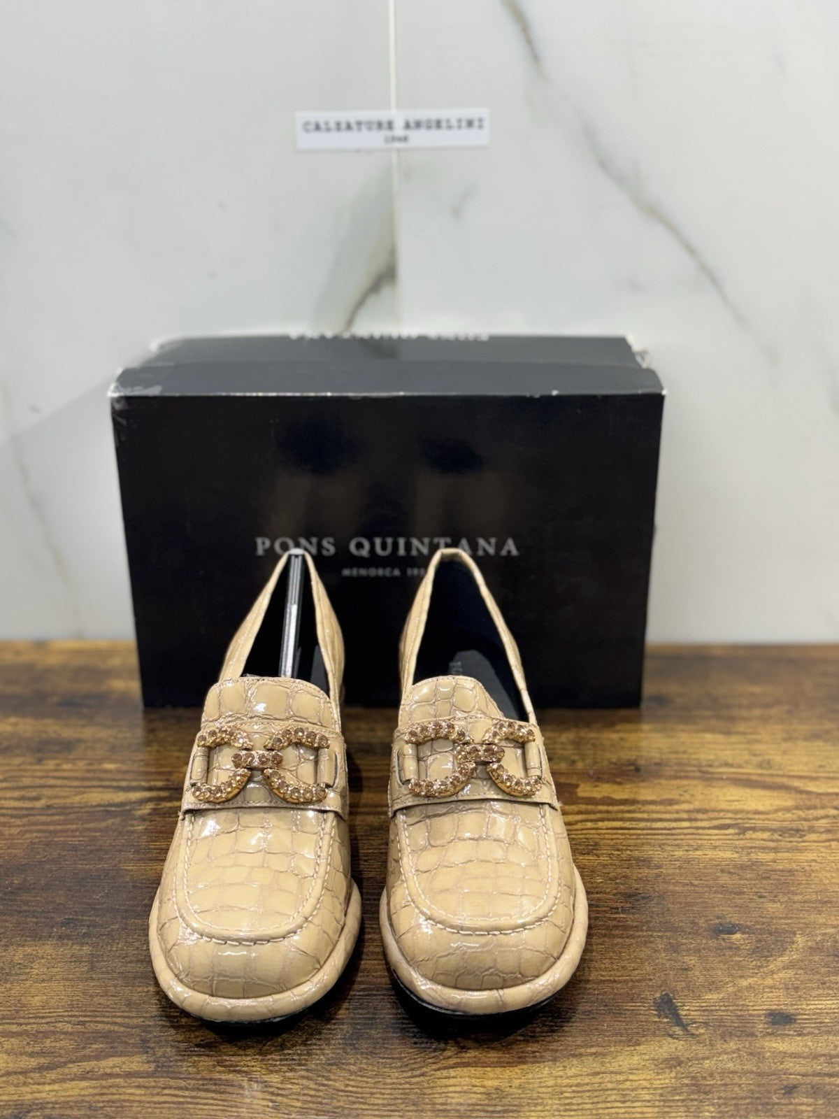 Pons Quintana Mocassino Donna Pelle Beige  Con Tacco  Casual Loafer 40