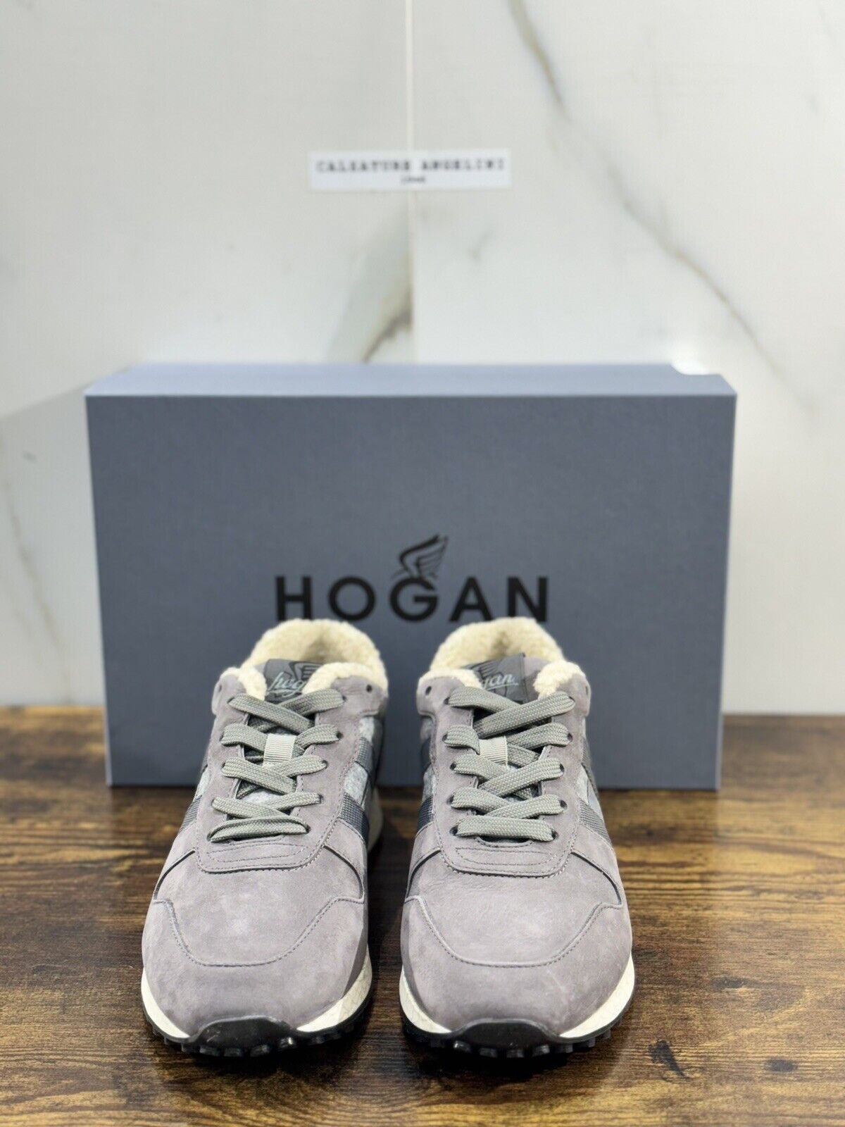 Hogan H383  pelle Grigia Sneaker Hogan   luxury hogan men shoes 40.5