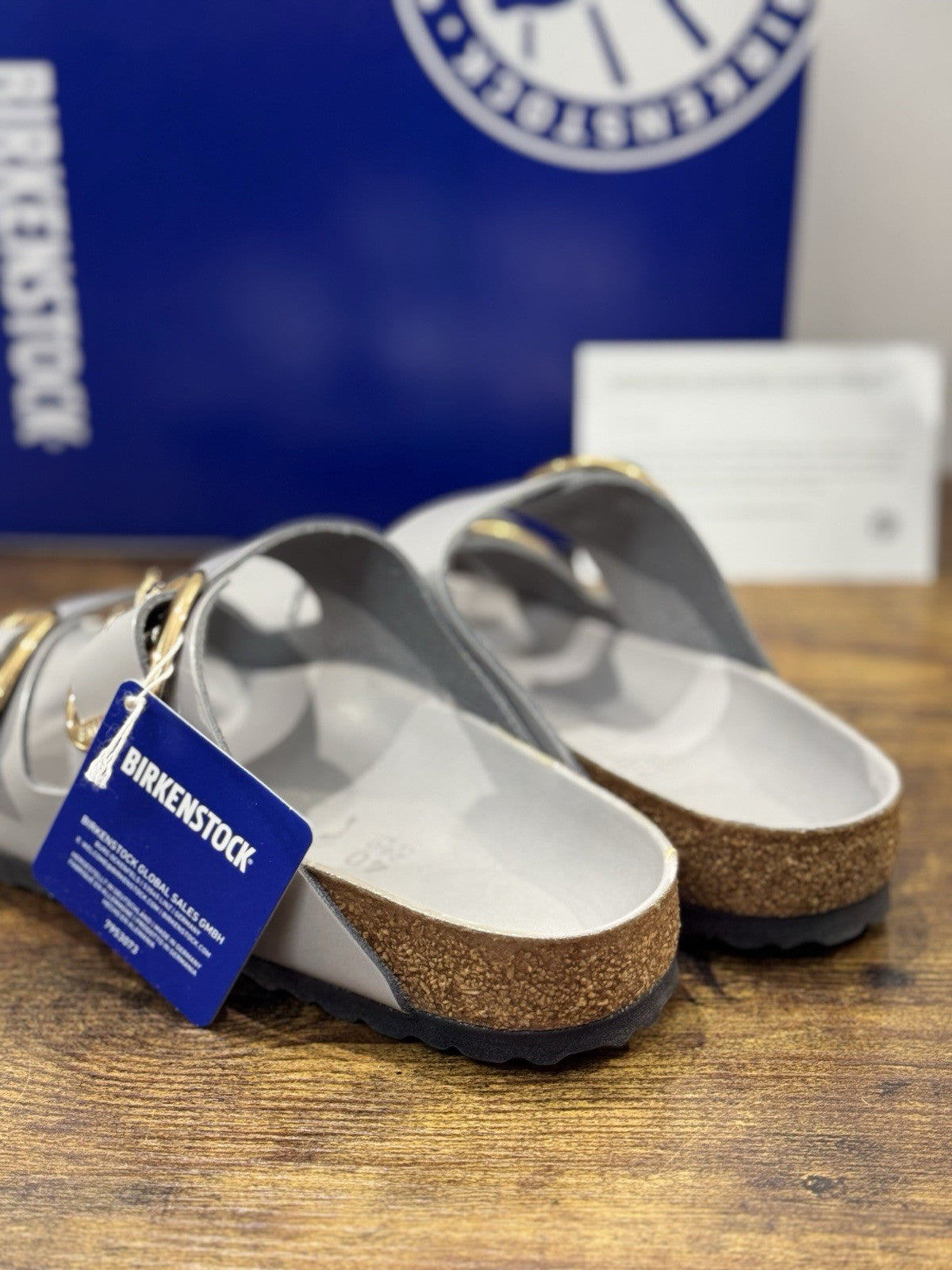 Birkenstock Arizona Big Buckle Pelle Stone  Premium Leather Birkenstock 40