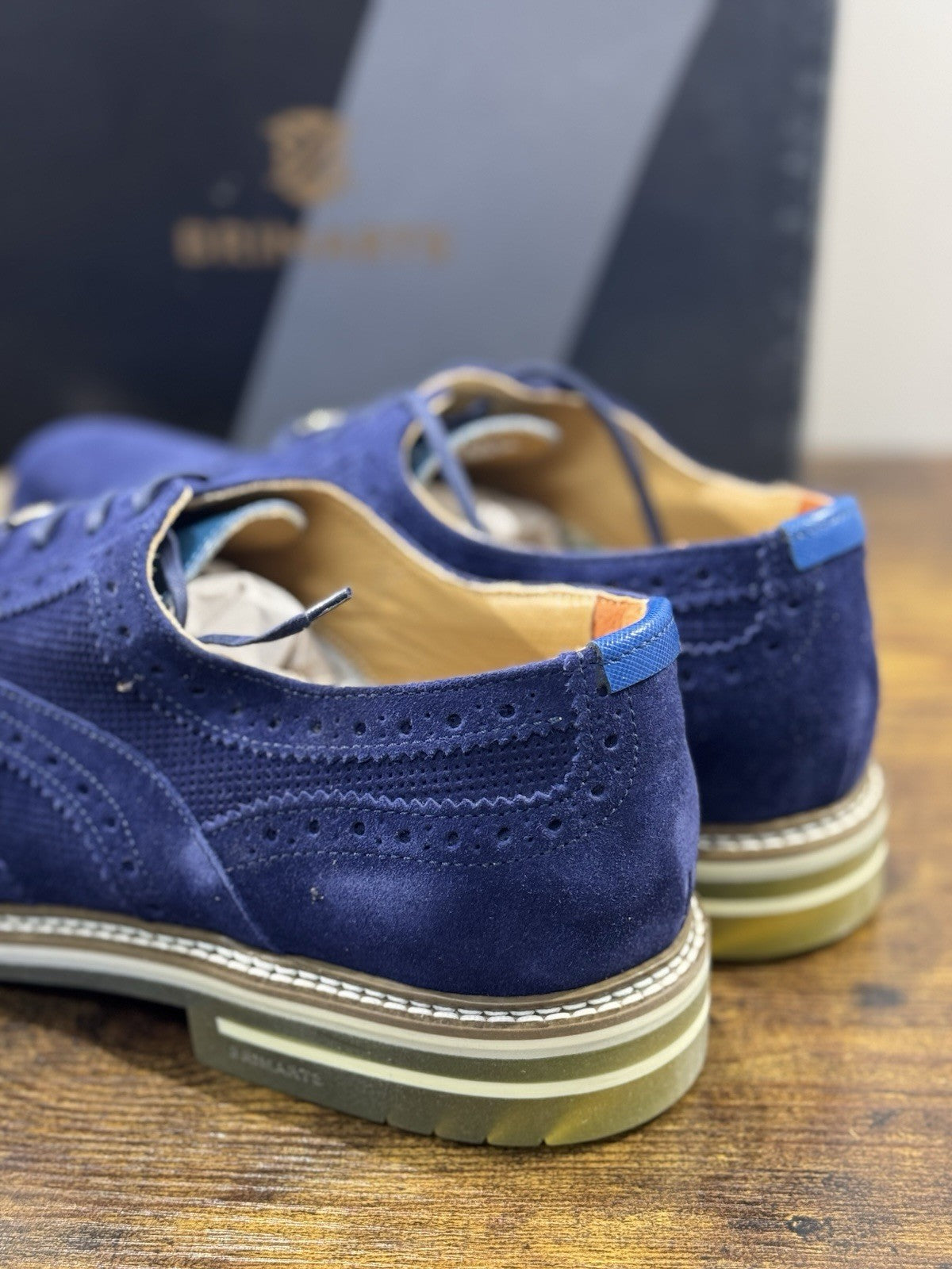 Brimarts Stringata  Uomo Suede Blu  Casual Men Shoe 46