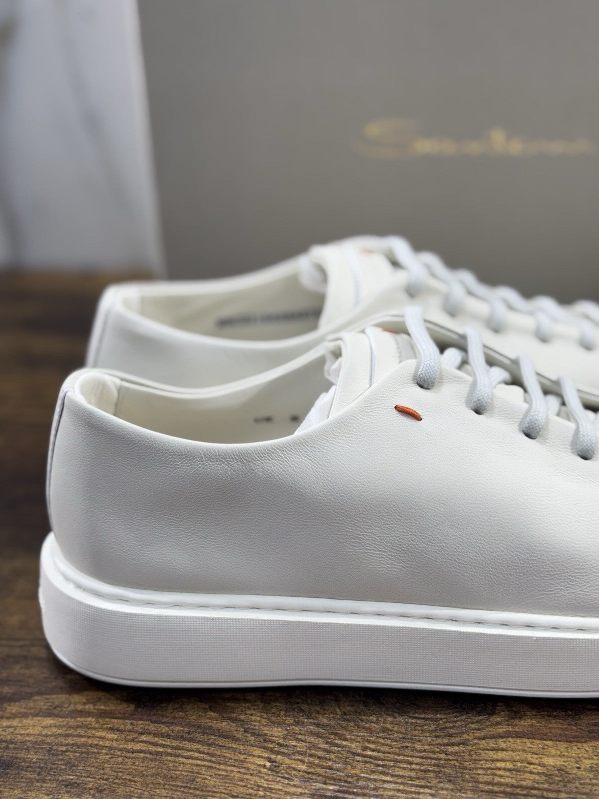 Santoni Sneaker Icon Pelle Bianca Luxury Santoni Scarpe Uomo 42