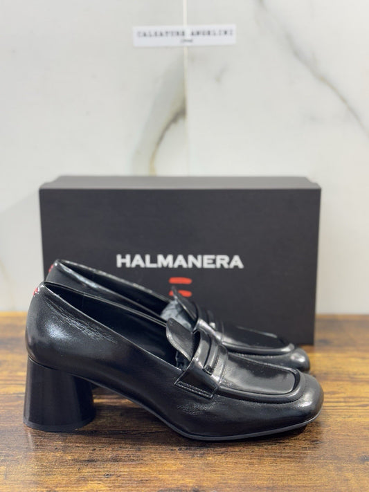 HALMANERA Mocassino   Pelle Nero  Con Tacco Luxury Made In Italy Donna 41
