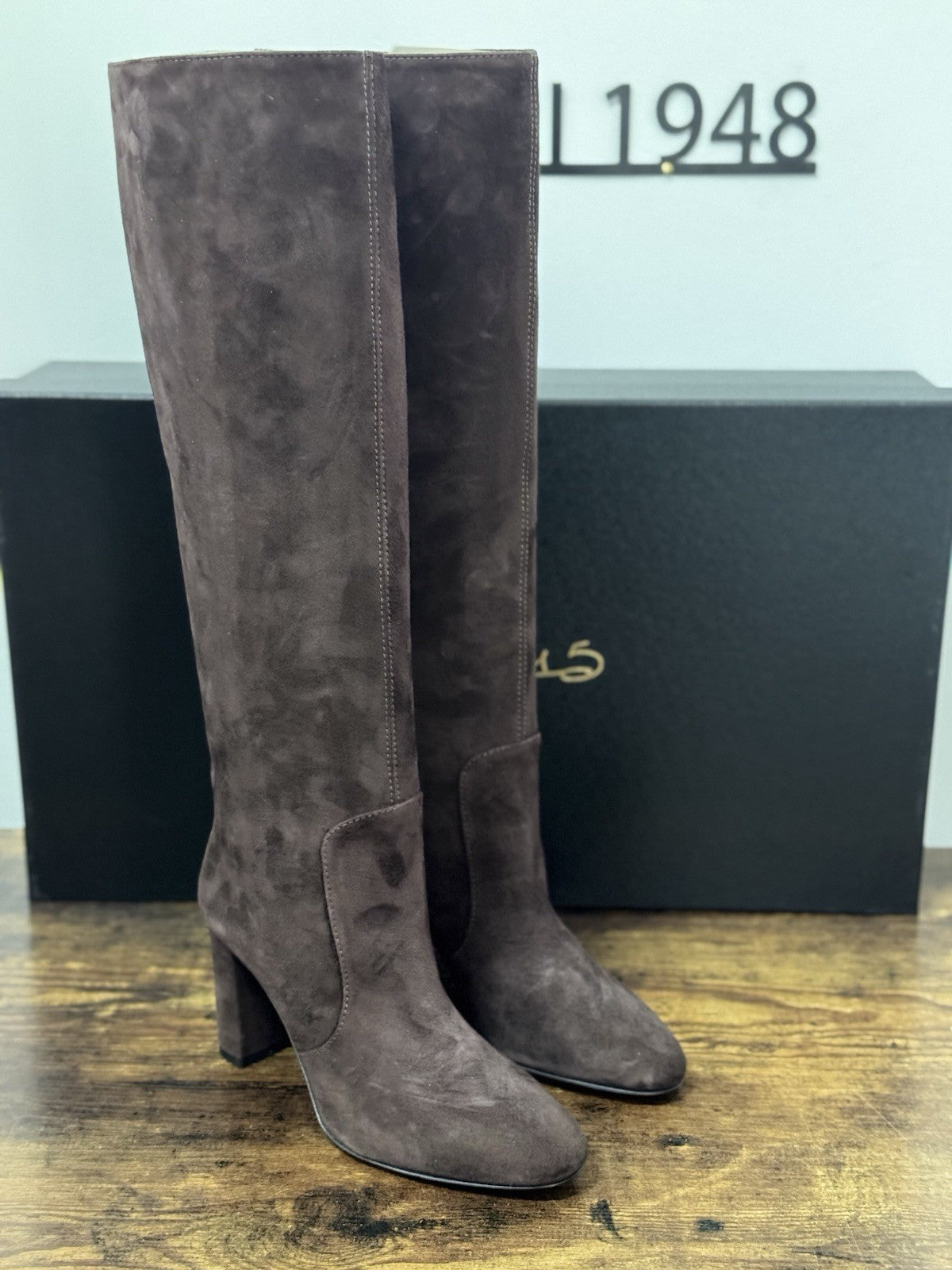 Via Roma 15 Stivale A Tubo Suede Testa Di Moro Con Tacco  Casual Donna 39