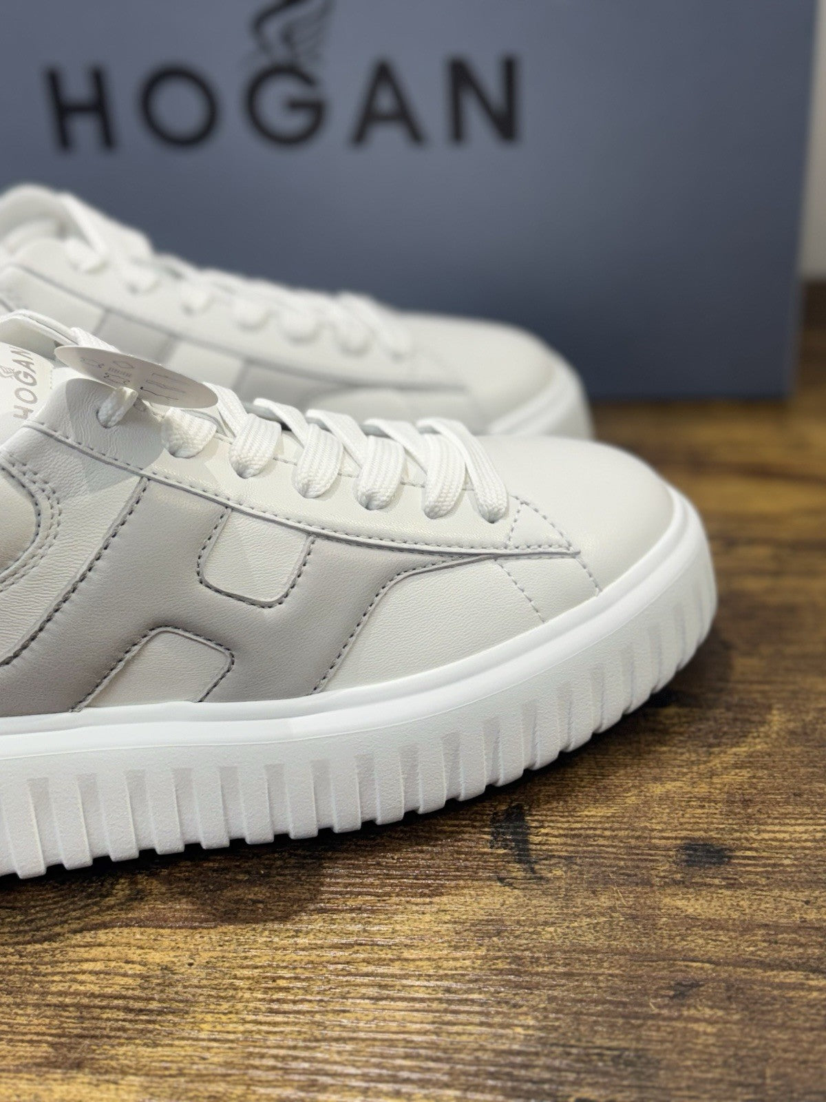 Hogan H-stripes  H Spezzata Pelle Bianca Grey  Memory Foam  Hogan Uomo 40.5