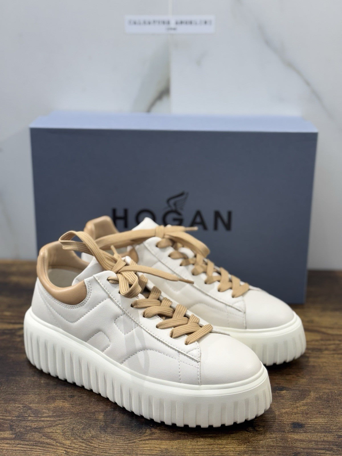 Hogan H Stripes Sneaker Pelle Bianca Zeppa   Memory Foam Scarpa Hogan Donna 36