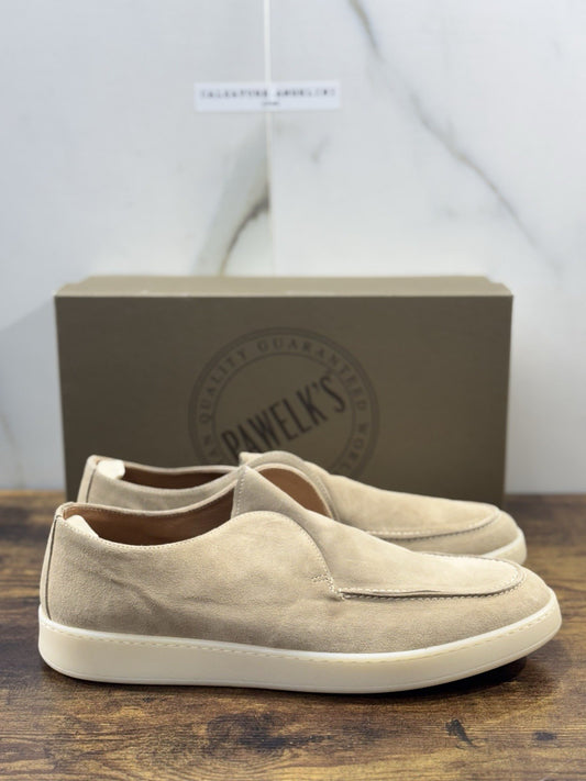 Pawelk’s Mocassino Slip On Suede Beige    Made  In Italy Ultra Flexible Uomo 45