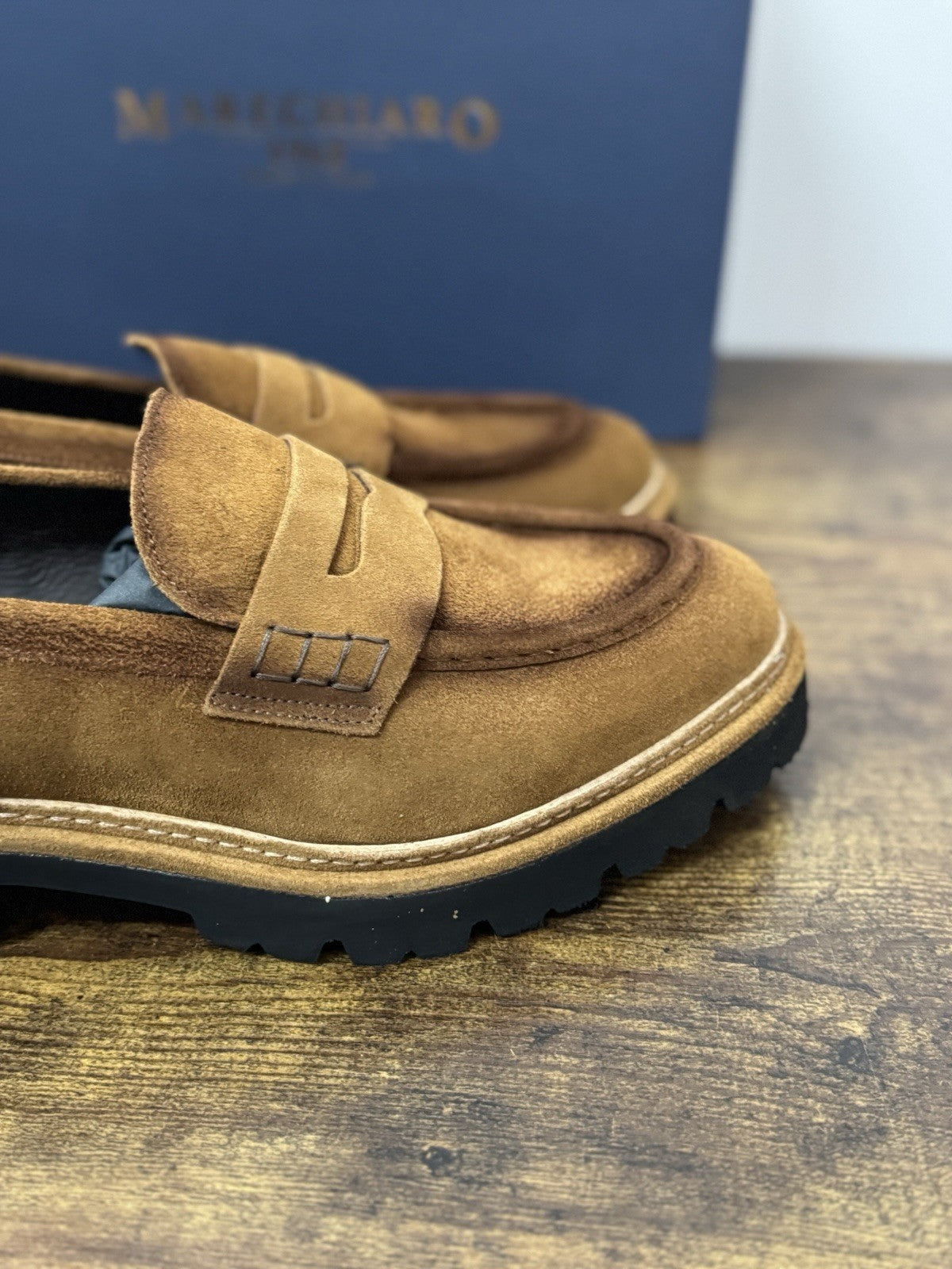 Marechiaro 1962  Mocassino Suede Pelle Rum  Made In Italy Extra light Uomo 44