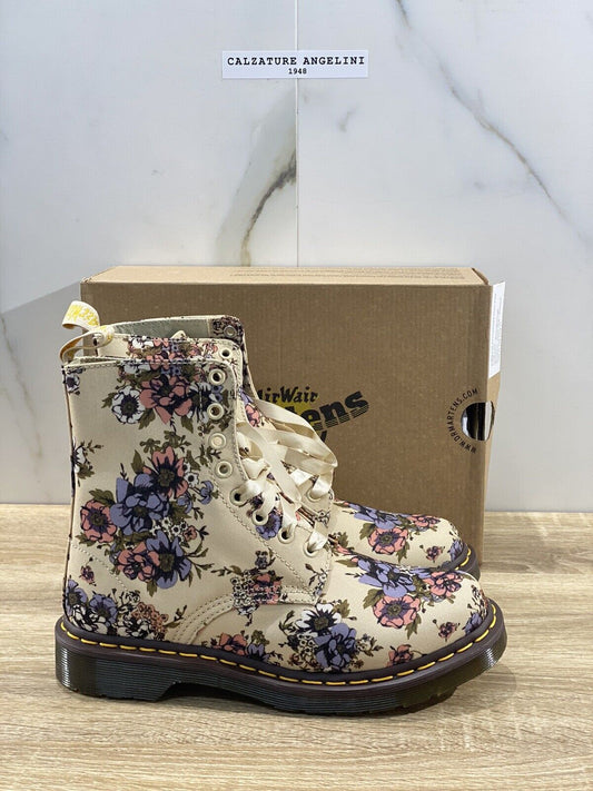 Dr Martens beckett beige canvas floral scarpa Donna original boot dr martens 36