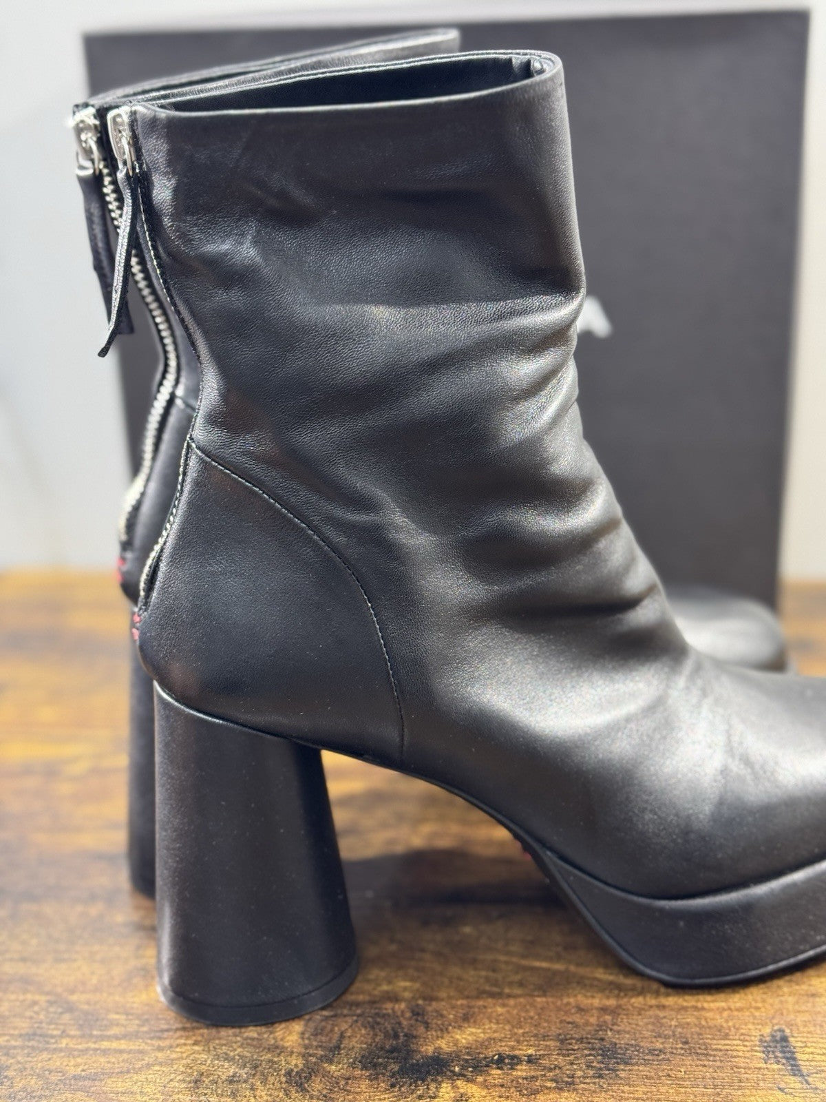 HALMANERA Stivaletto Donna Lara   Pelle Nera Con Tacco Casual Handmade Boot 41