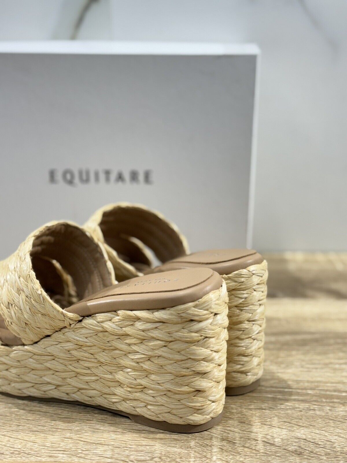 Equitare Sandalo Donna Habana Raffia Naturale  E Pelle Zeppa 39