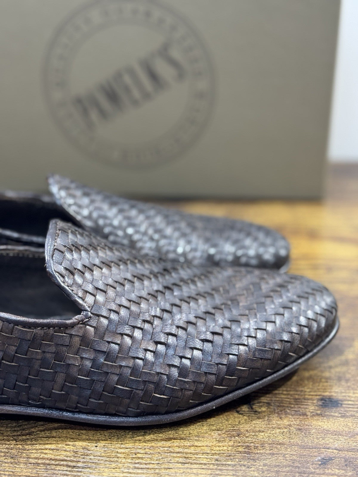 Pawelk’s Mocassino   Pelle Brandy     Hand   Made  In Italy Intrecciato Uomo 40