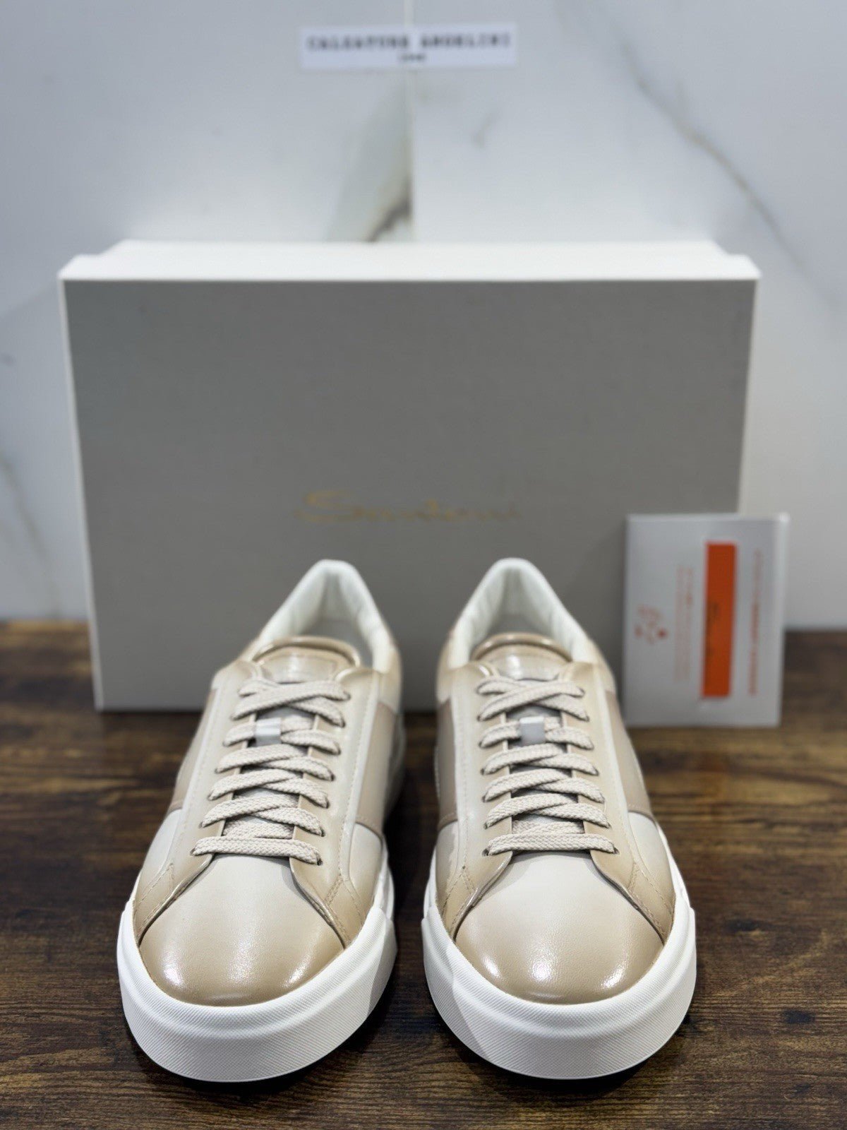 Santoni Sneaker DBS  Pelle Light Beige Luxury Santoni Scarpe Uomo 41.5