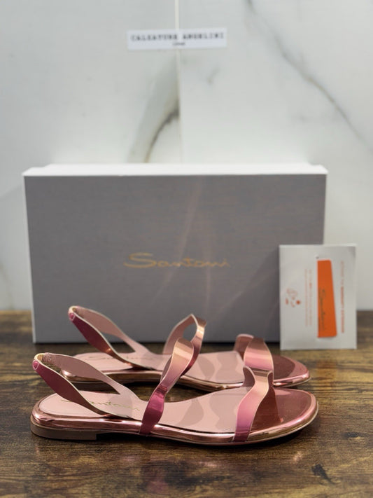 Santoni Sandalo Pelle Specchio Pink   Luxury Santoni Scarpe Donna 37