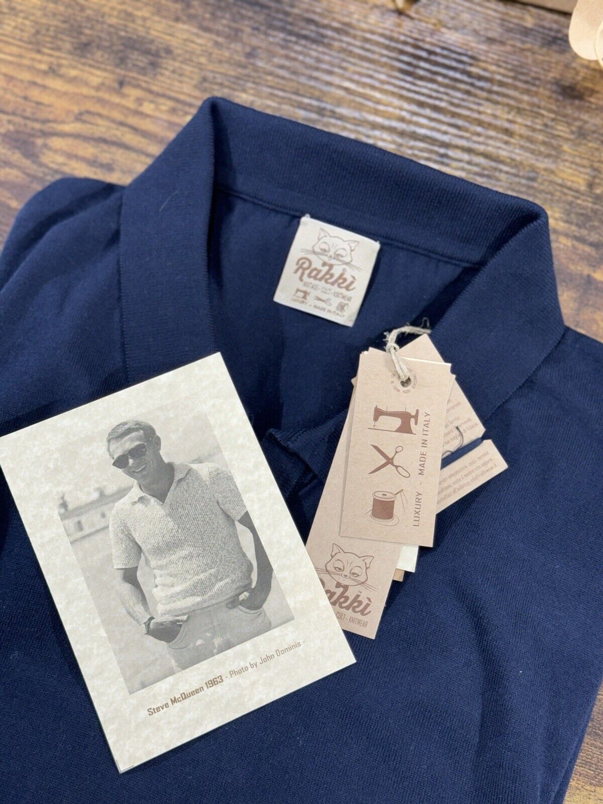 Rakki’ Polo Uomo Manica Lunga Icon Steve McQueen Blu Cotone 52