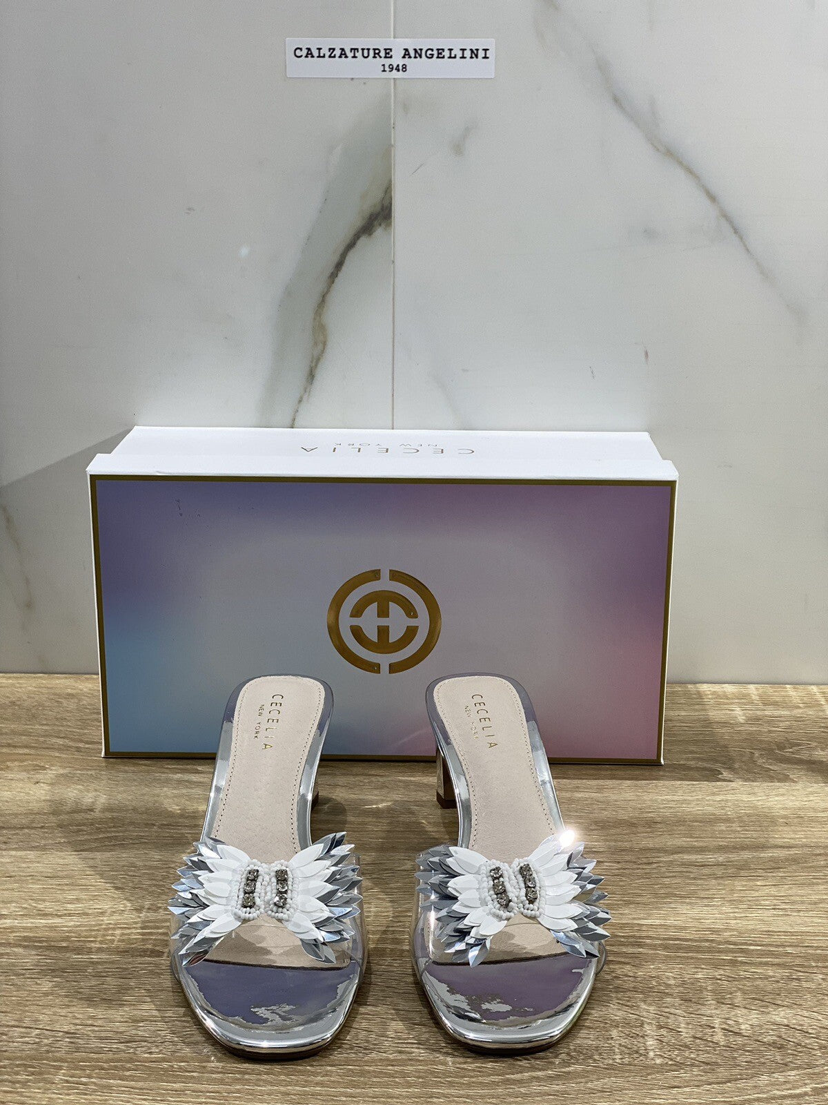 Cecelia New York Sandalo Donna Pelle Argento Casual Luxury Woman Sandal 38.5