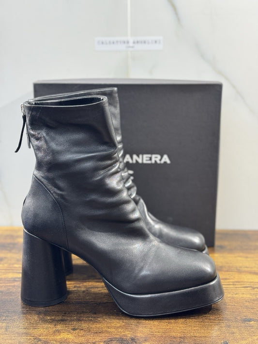 HALMANERA Stivaletto Donna Lara   Pelle Nera Con Tacco Casual Handmade Boot 41