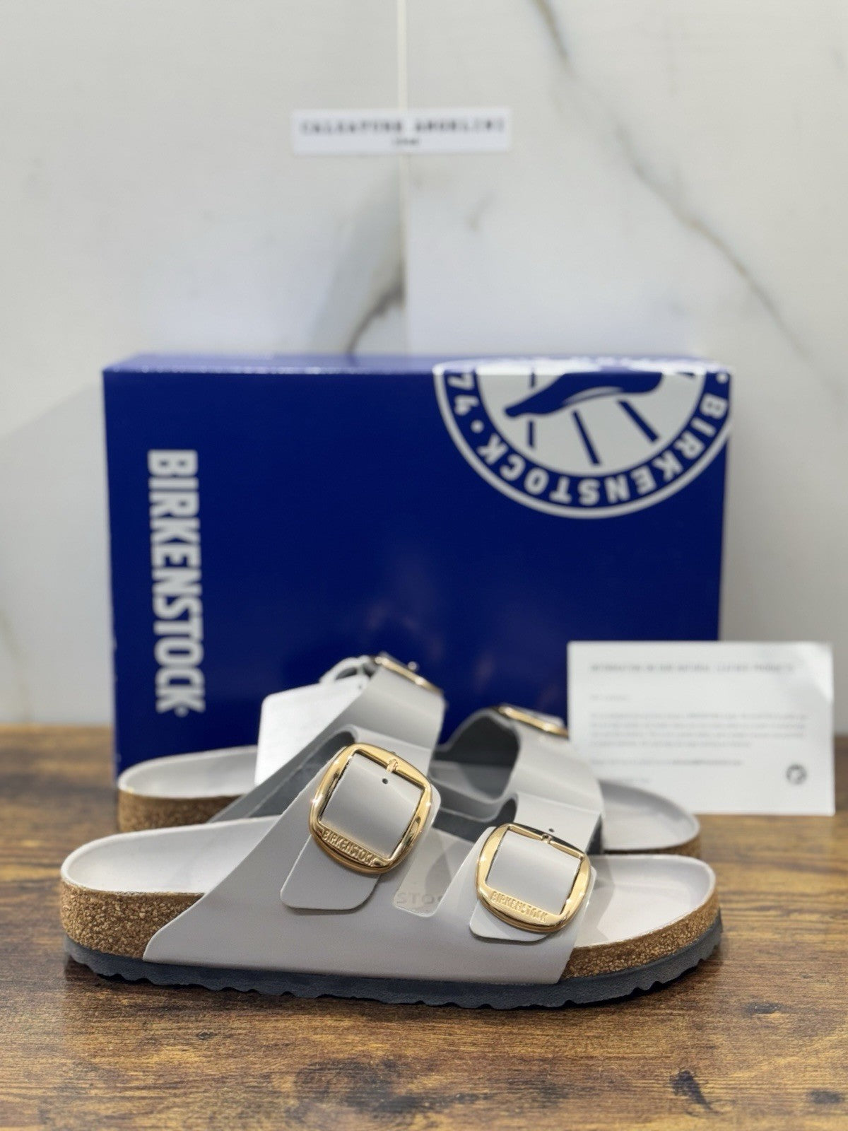Birkenstock Arizona Big Buckle Pelle Stone  Premium Leather Birkenstock 40
