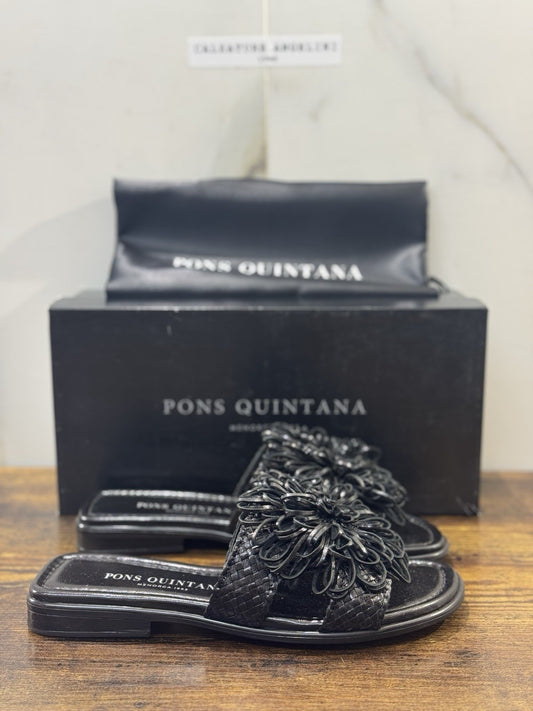 Pons Quintana Sandalo  Ciabatta Tina    Donna   Pelle Nero Handmade  36