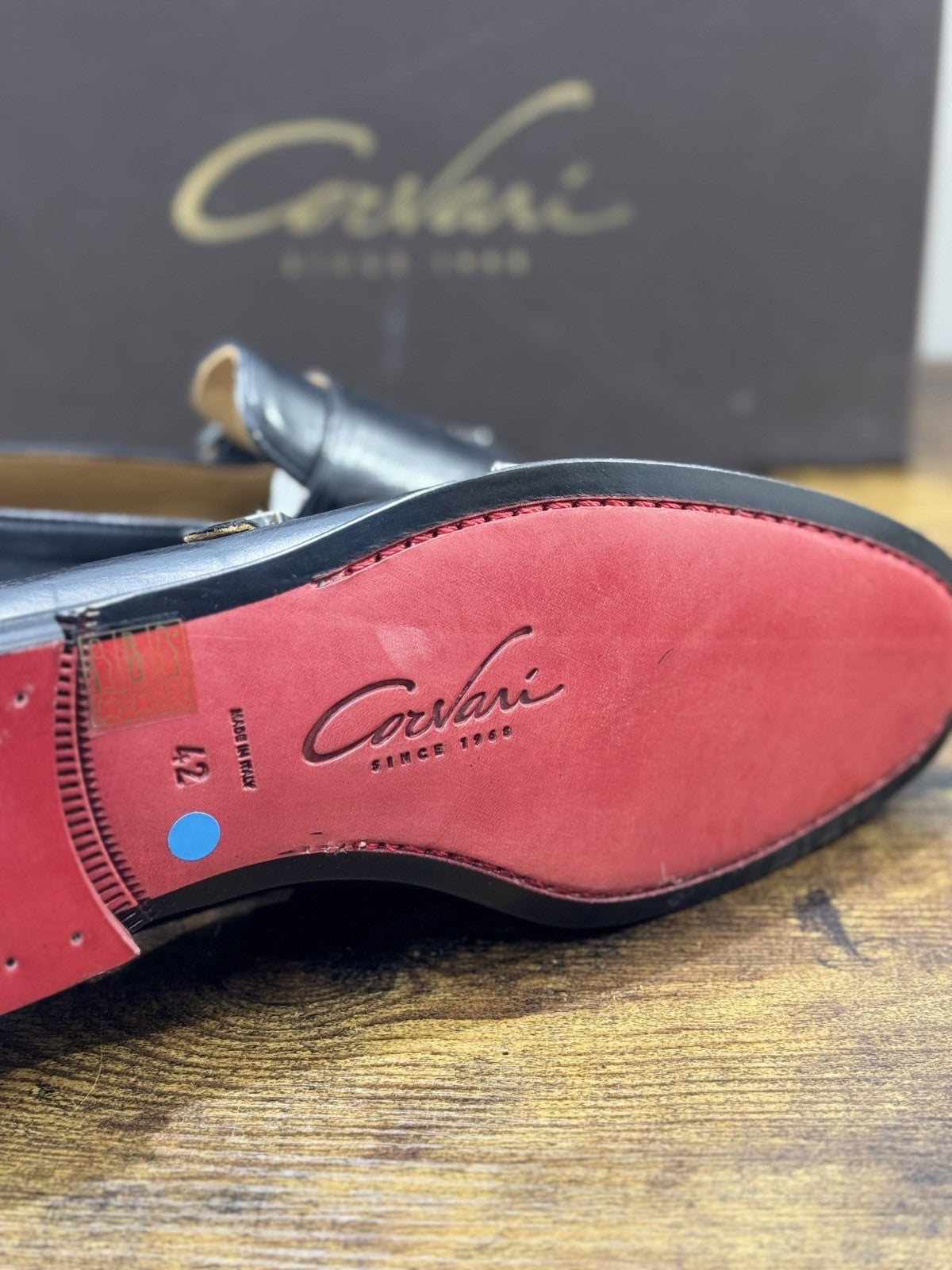 Corvari Scarpa Uomo Doppia Fibbia Pelle Blu  Casual Corvari Uomo 42