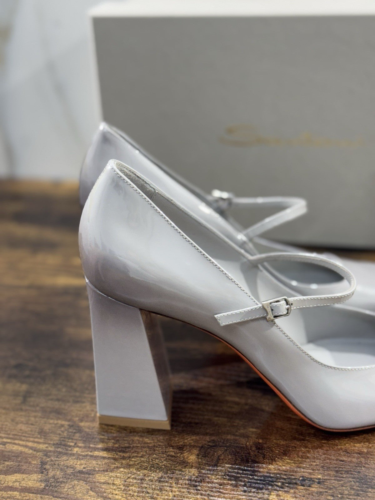 Santoni Décolleté Mary Jane Pelle Grey  Luxury Santoni Scarpe Donna 39.5