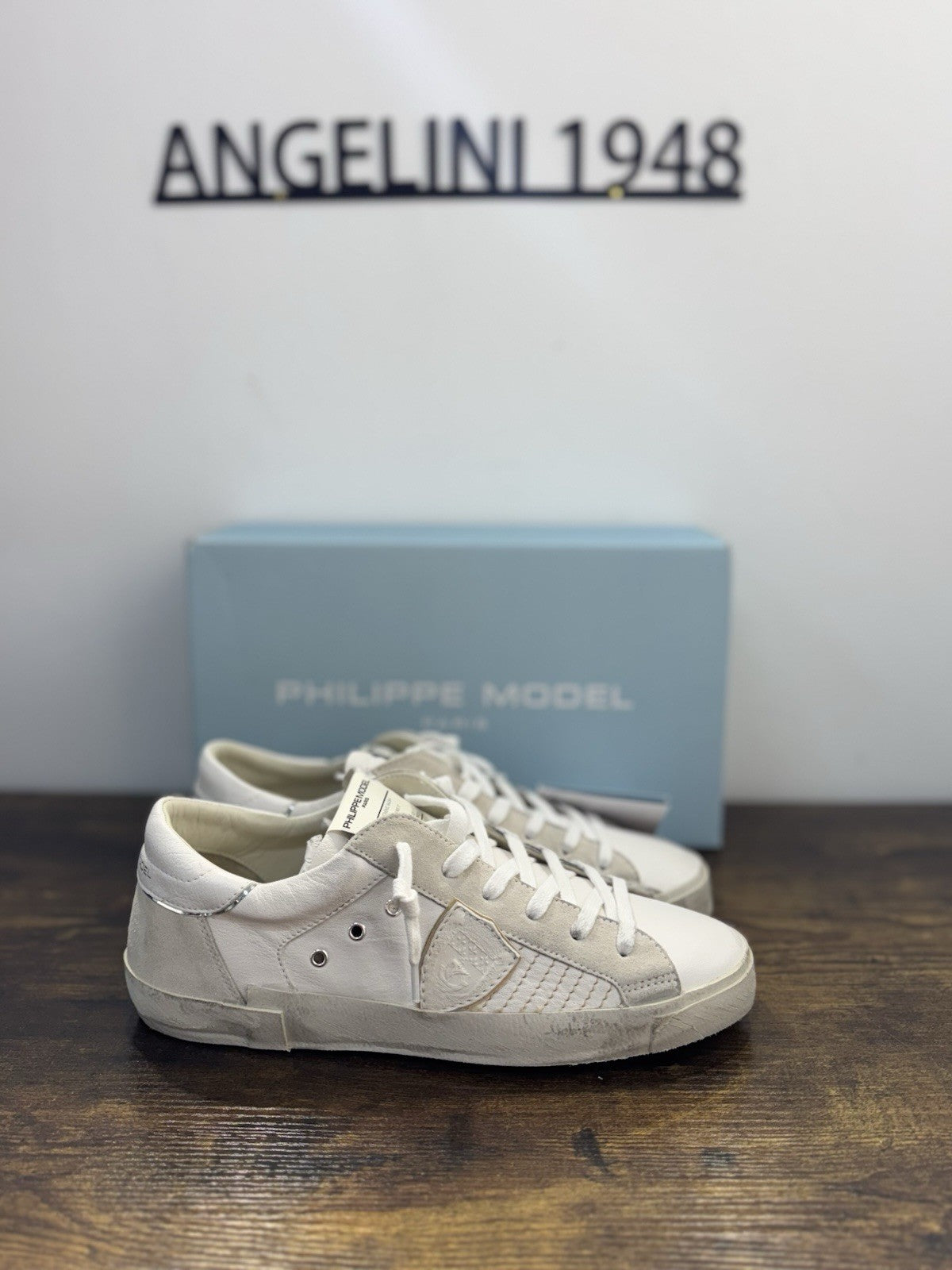 Philippe Model Paris Low Pelle Bianca  Casual Sneaker Uomo 45