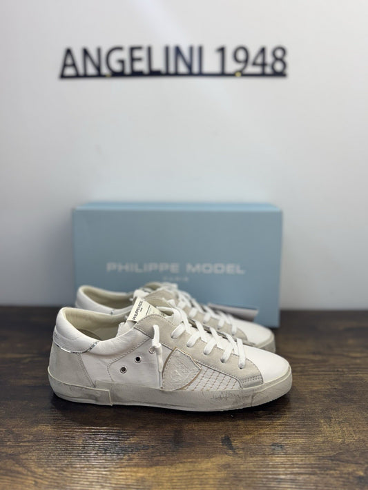 Philippe Model Paris Low Pelle Bianca  Casual Sneaker Uomo 45