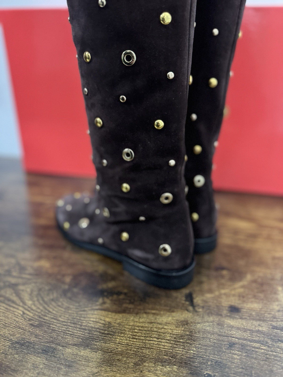 WO Milano Stivale  donna Suede Marrone Borchie casual boot  luxury 36